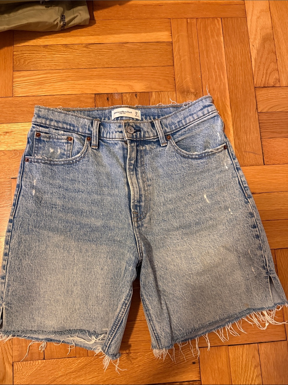 Abercrombie & Fitch Light Blue Distressed Denim Shorts